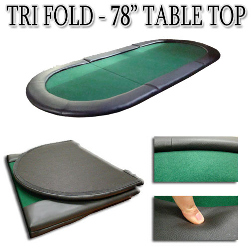 Green 78&quot;x35&quot; Tri-Fold Poker Table Top