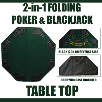 2 in 1 Green Folding Poker & Blackjack Table Top
