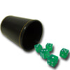 5 Green 16mm Dice with Synthetic Leather Cup