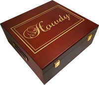 750 Capacity Mahogany Wood Poker Case With Gold Color Fill - Howdy Design