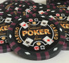 Custom Printed Mahogany Wood Poker Chip Set with 13 Gram Clay Infinity Poker Chips - 500 Chips