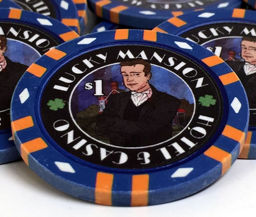 Custom Printed Mahogany Wood Poker Chip Set with 13 Gram Clay Infinity Poker Chips - 200 Chips