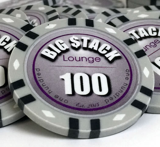 Custom Printed Mahogany Wood Poker Chip Set with 13 Gram Clay Infinity Poker Chips - 100 Chips