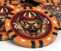 Custom Printed Mahogany Wood Poker Chip Set with 13 Gram Clay Infinity Poker Chips - 100 Chips