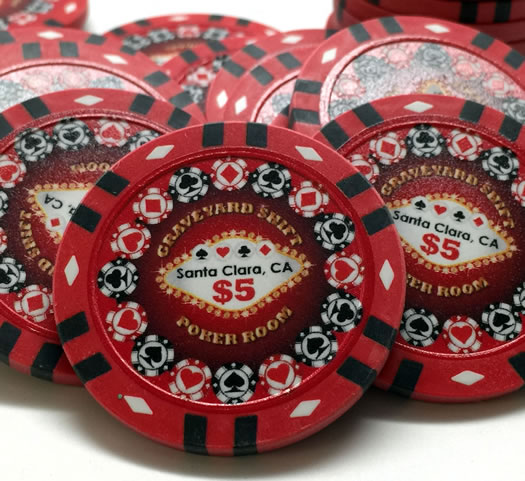 Custom Printed Mahogany Wood Poker Chip Set with 13 Gram Clay Infinity Poker Chips - 750 Chips