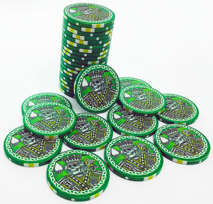 The King of Spades Custom Ceramic Poker Chips - Green