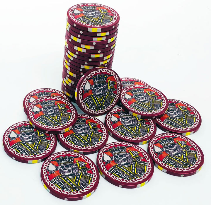King Of Spades Custom Ceramic Poker Chips - Red