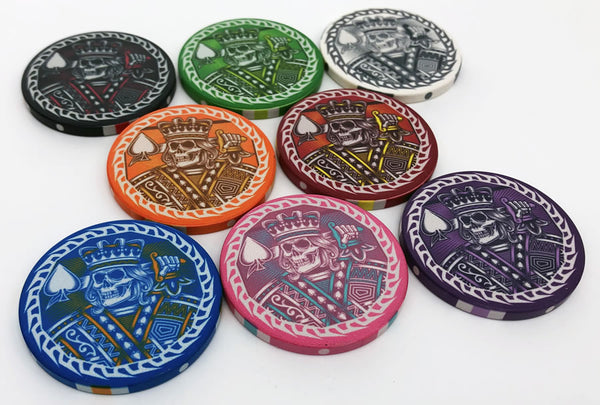 King of Spades - 10 Gram Ceramic Poker Chips Sample Pack - 8 Chips