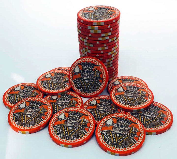 King Of Spades Custom Ceramic Poker Chips - Orange