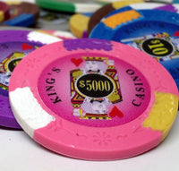 King's Casino Fichas de póquer de arcilla de 14 gramos en caja de madera de caoba - 750 ct.