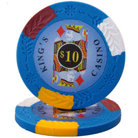 King's Casino 14 Gram Clay Poker Chips in Wood Walnut Case - 300 Ct.