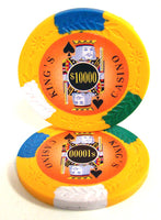 King's Casino 14 Gram Clay Poker Chips in Rolling Aluminum Case - 1000 Ct.
