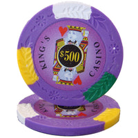 King's Casino Fichas de póquer de arcilla de 14 gramos en caja de madera brillante - 500 ct.