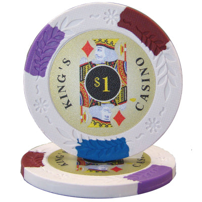 King's Casino Fichas de póquer de arcilla de 14 gramos en caja de aluminio estándar - 500 ct.