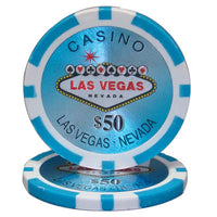 Las Vegas 14 Gram Clay Poker Chips in Acrylic Carrier - 600 Ct.