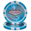 Las Vegas 14 Gram Clay Poker Chips in Rolling Aluminum Case - 1000 Ct.