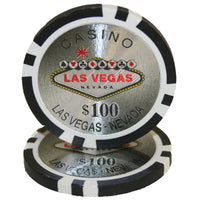 Fichas de póquer de arcilla de Las Vegas de 14 gramos en caja de madera de nogal - 500 u.
