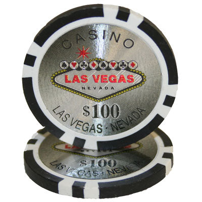 Fichas de póquer de arcilla Las Vegas de 14 gramos en estuche de madera brillante - 500 u.