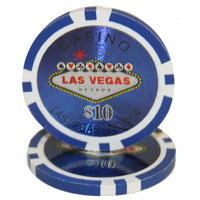 Las Vegas 14 Gram Clay Poker Chips in Wood Mahogany Case - 750 Ct.