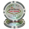 Fichas de póquer de arcilla de Las Vegas de 14 gramos en estuche de aluminio de lujo - 500 u.