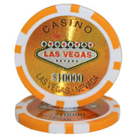 Fichas de póquer de arcilla de Las Vegas de 14 gramos en bandejas acrílicas - 200 ct.