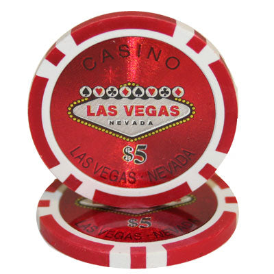 Las Vegas - Fichas de póquer de arcilla de 14 gramos en caja de madera de caoba negra - 500 u.