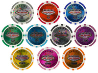 Las Vegas 14 Gram Clay Poker Chips in Standard Aluminum Case - 500 Ct.