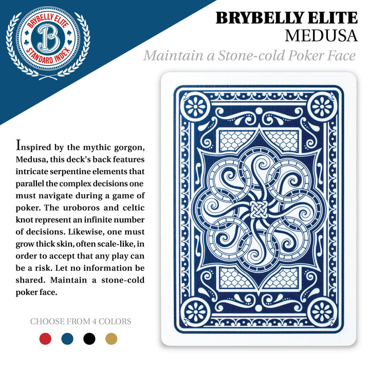 Brybelly Elite Medusa - 12 Blue-Red Decks - Poker (Wide) Size / Regular Index