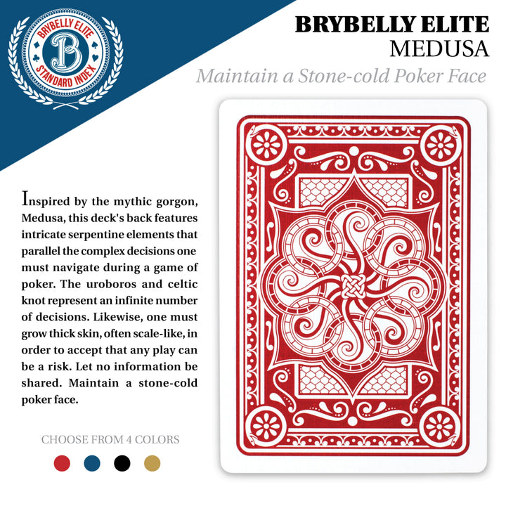 Brybelly Elite Medusa - 12 Blue-Red Decks - Poker (Wide) Size / Regular Index
