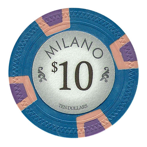 Milano 10 Gram Clay Poker Chips in Wood Mahogany Case - 750 Ct.