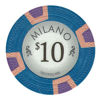 Milano 10 Gram Clay Poker Chips in Rolling Aluminum Case - 1000 Ct.