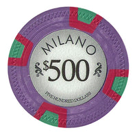 Milano 10 Gram Clay Poker Chips in Standard Aluminum Case - 500 Ct.