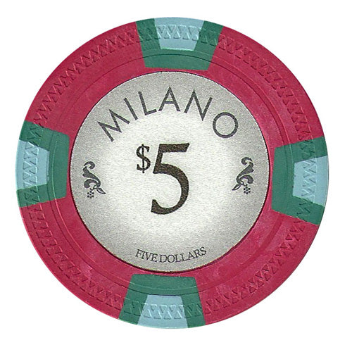 Milano 10 Gram Clay Poker Chips in Wood Hi Gloss Case - 500 Ct.