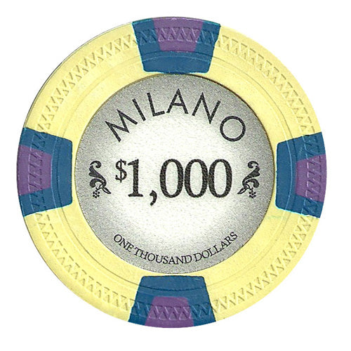 Milano 10 Gram Clay Poker Chips in Acrylic Carrier - 600 Ct.