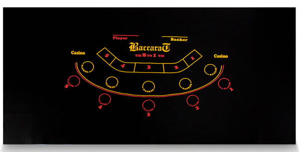 Black Mini Baccarat Casino Table Felt Layout