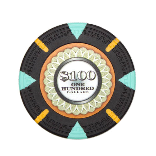 The Mint - Fichas de póquer de arcilla de 13,5 gramos en carrusel de madera - 200 ct.