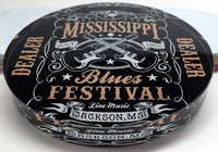 Crystal Poker Dealer Button Chip Side View - Mississippi Blues Festival
