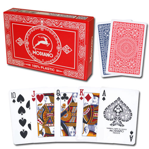 Modiano Club Red Blue Poker Size Regular Index Double Deck Set