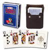 Modiano Texas Poker Dark Blue Poker Size Jumbo Index In Leather Case