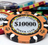 Monte Carlo 14 Gram Clay Poker Chips in Wood Walnut Case - 500 Ct.