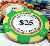 Fichas de póquer de arcilla Monte Carlo de 14 gramos en soporte acrílico - 1000 ct.
