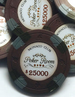 Monaco Club 13.5 Gram Clay Poker Chips - Face Shot - $25000