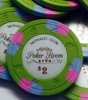 Monaco Club 13.5 Gram Clay Poker Chips - Face Shot - $2