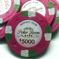 Monaco Club 13.5 Gram Clay Poker Chips - Face Shot - $5000
