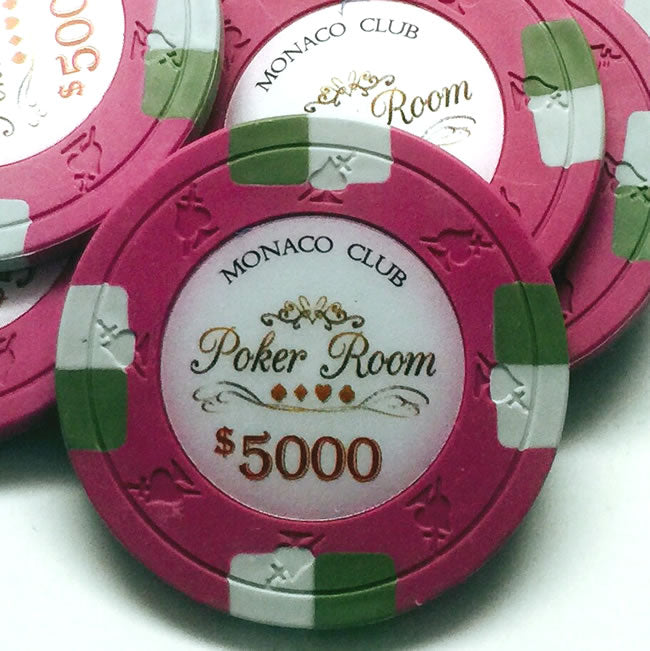 Monaco Club 13.5 Gram Clay Poker Chips - $5000 Face