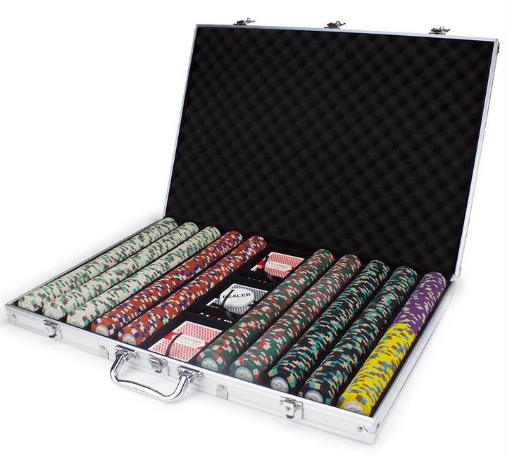Monaco Club 13.5 Gram Clay Poker Chip Set in Aluminum Case - 1000 Ct.