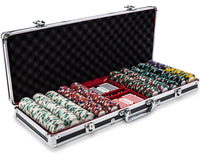 Monaco Club 13.5 Gram Clay Poker Chip Set in Black Aluminum Case - 500 Ct.