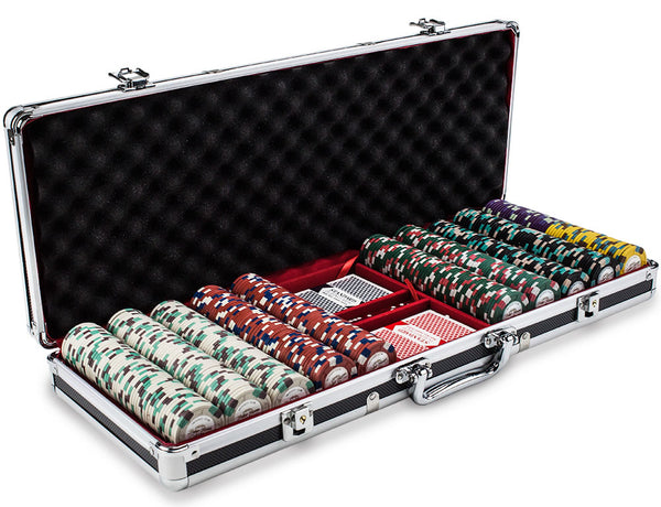 Monaco Club 13.5 Gram Clay Poker Chip Set in Black Aluminum Case - 500 Ct.