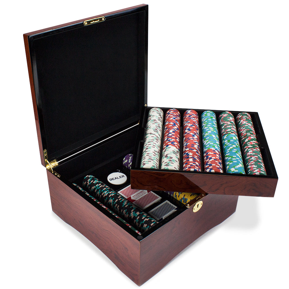 Decorative Poker set with crocodile case in black