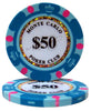 Fichas de póquer de arcilla Monte Carlo de 14 gramos en caja de aluminio negro - 500 ct.